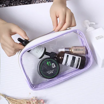 

New Leather PVC Transparent Cosmetic Bag Fresh Color Visual Makeup Organizer Waterproof High Capacity Wash Bag LMJZ