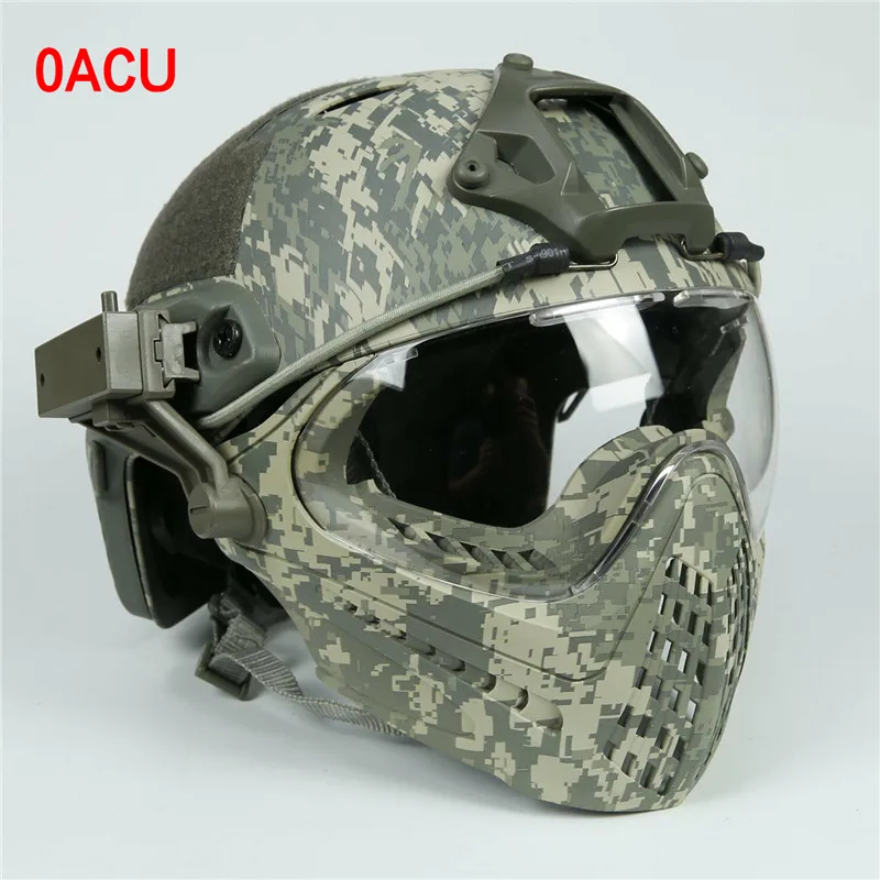 New Military Tactical Protective Helmet Airsoft Full Face Protection with Goggle Len Full Face Motorcycle Helmet - Цвет: 0ACU