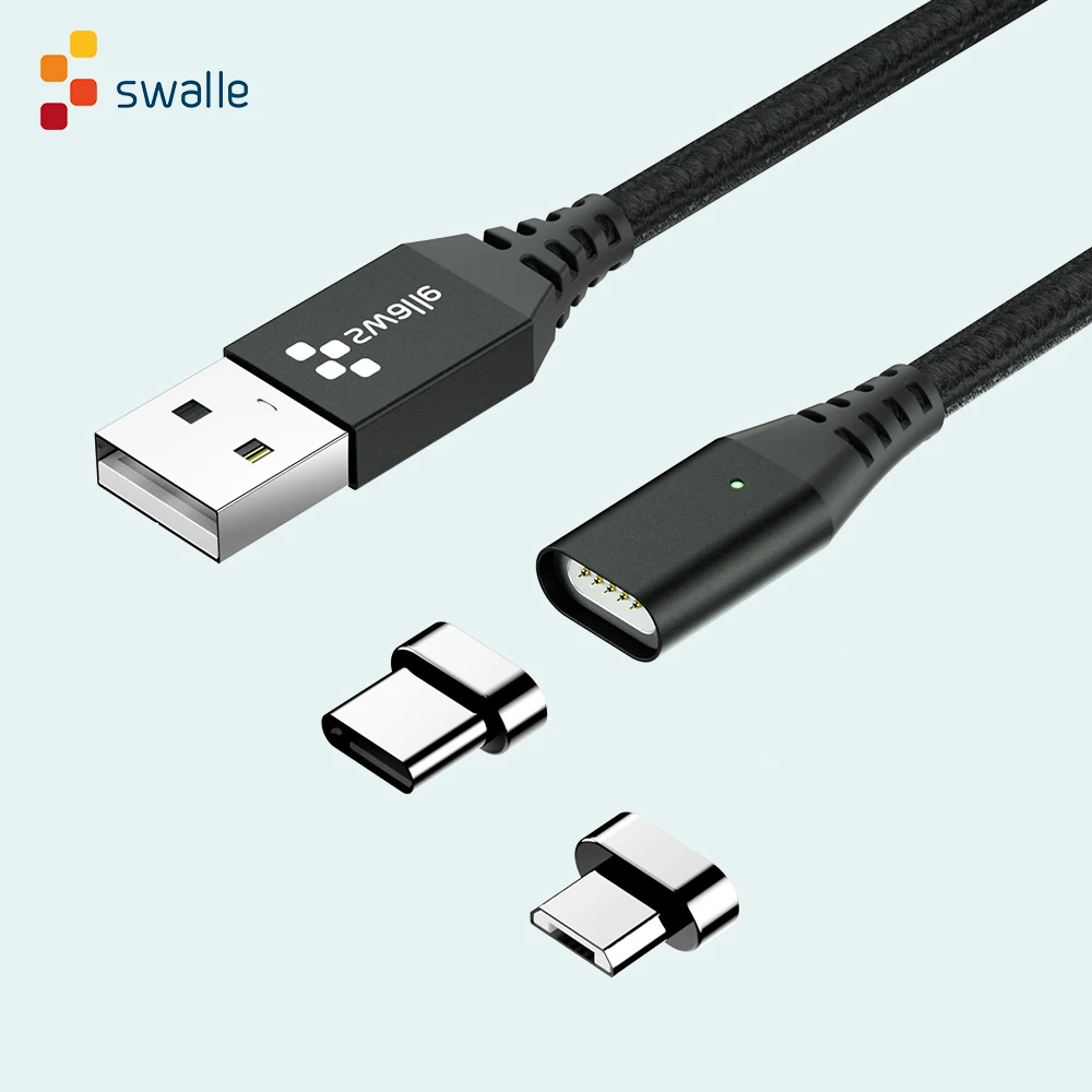 2020 Swalle Magnetic USB Cable Fast Charging USB Type C Cable Data Cable Magnet Charger Data Charge Mobile Phone Cable USB Cord