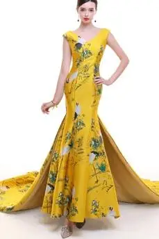 gold 8 Высококачественные индивидуальные платья в китайском стиле, женские платья для шоу, новые элегантные и стильные сексуальные модели, классический чеонгам, сценический костюм - Цвет: gold 8