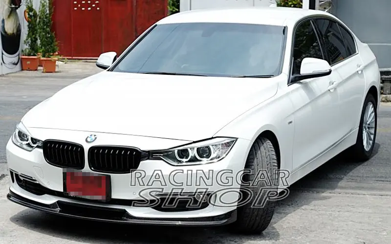 H STYLE REAL CARBON FIBER FRONT BUMPER LIP SPOILER FOR BMW F30 3-SERIES SEDAN 2012UP