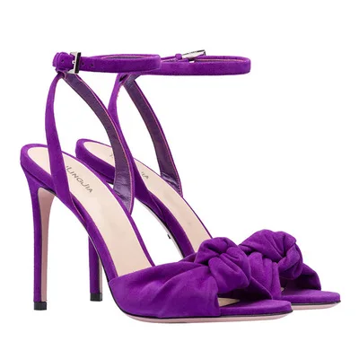 

Summer new style hand-made thin strap bow sandals ankle straps stiletto high heel sandals large size party dress women's shoes