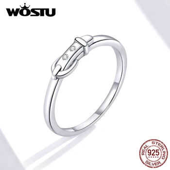 

WOSTU Belt Buckle Ring 100% 925 Sterling Silver Party Fashion Ring Finger For Women Wedding Trendy Birthday Gift Jewelry FIR645