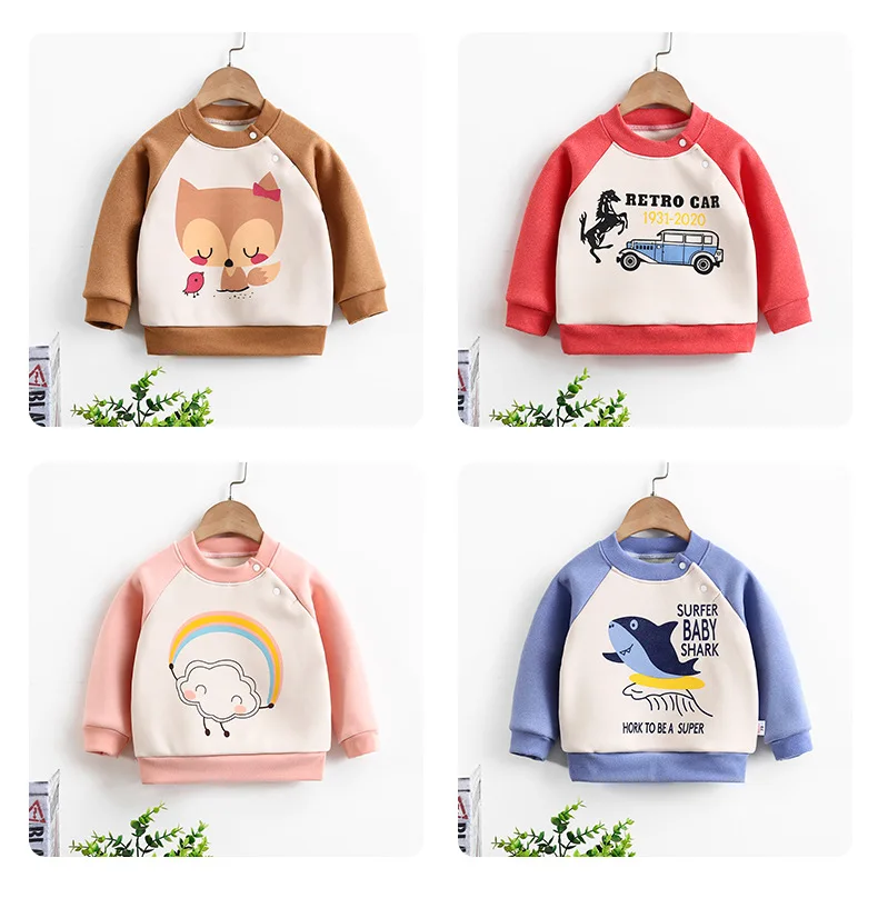 children's hoodie Children's Fleece Sweater For Boys And Girls Autumn Winter Clothes Pullover Long-sleeve Hooded Tops Christmas Warm Thicken Coat baby hooded shirt