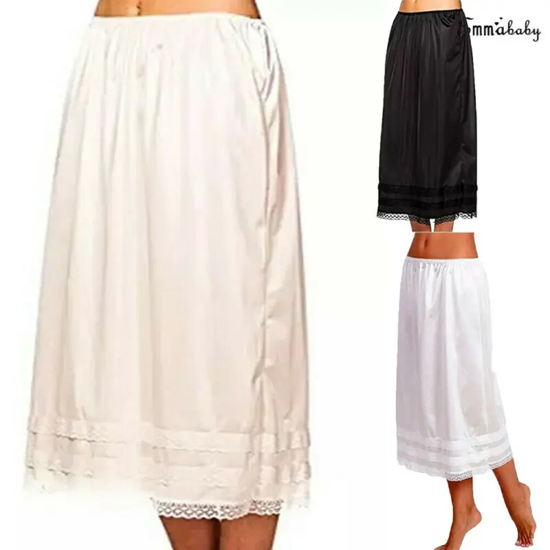 

Womens Lace Underskirt Petticoat Under Dress Long Skirt Safety Skirt Oversize