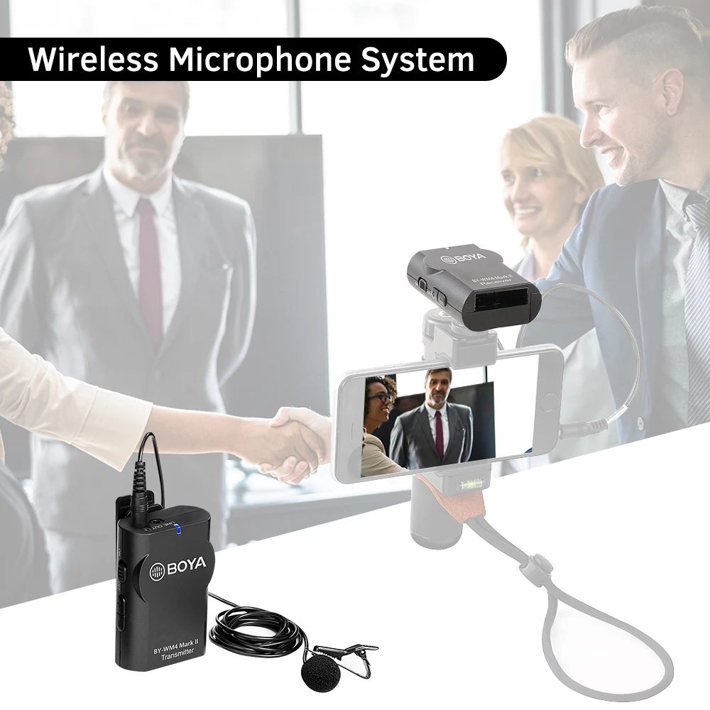 BOYA BY-WM4 Mark II телефон беспроводной микрофон для iPhone Android DSLR SLR камера DV видеокамера PC профессиональный аудио петличный микрофон