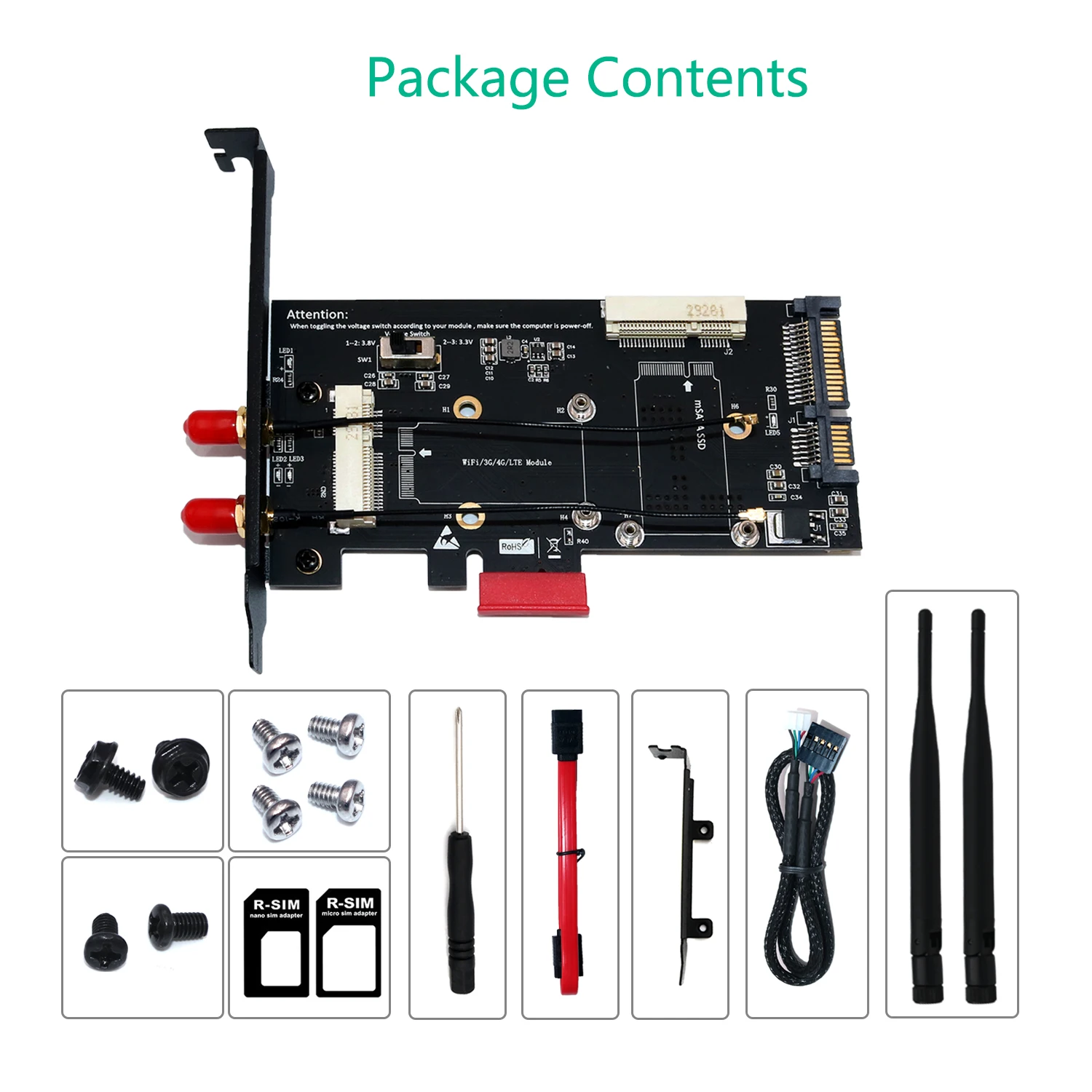 無線 Lan アダプタミニ Pci E ネットワークカード Msata Ssd Sata 2 5 アダプタ Sim カードスロット 3 グラム 4 グラム Lte Wi Fi アダプタ ネットワークカード Aliexpress