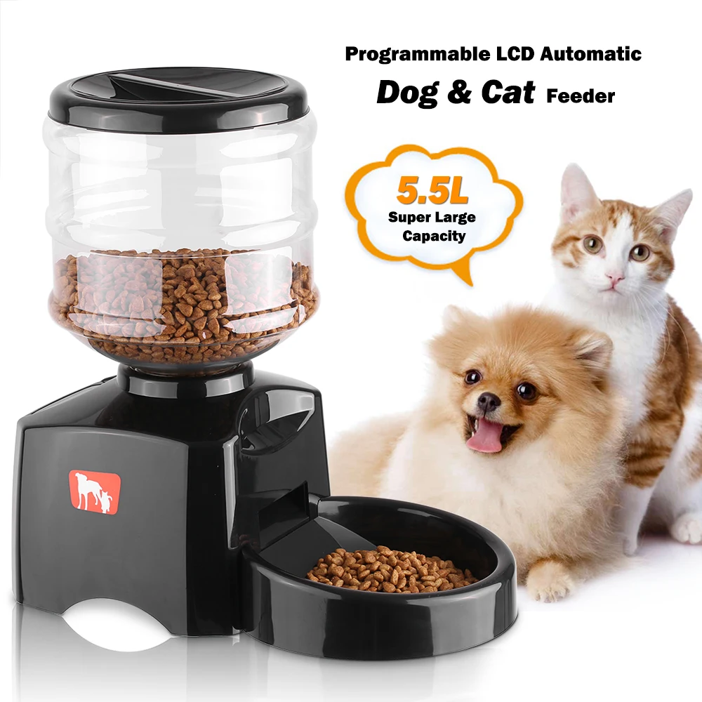 

5.5L Automatic Pet Feeder LCD Dog Cat Food Bowl for Cat Dog Electric Dry Food Dispenser Dish Bowl 1-3 Meal/Day with Timer