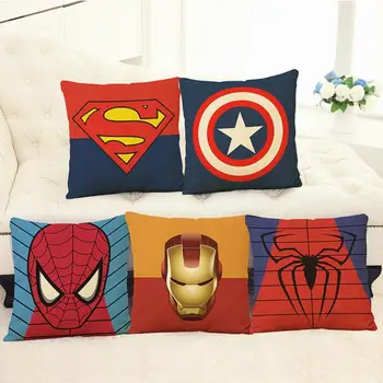 

Cartoon Marvel Super Hero Logo Soft Cushion Cover Print Pillow Covers for Sofa Superman Decor Batman Kids Baby Boys Pillowcase