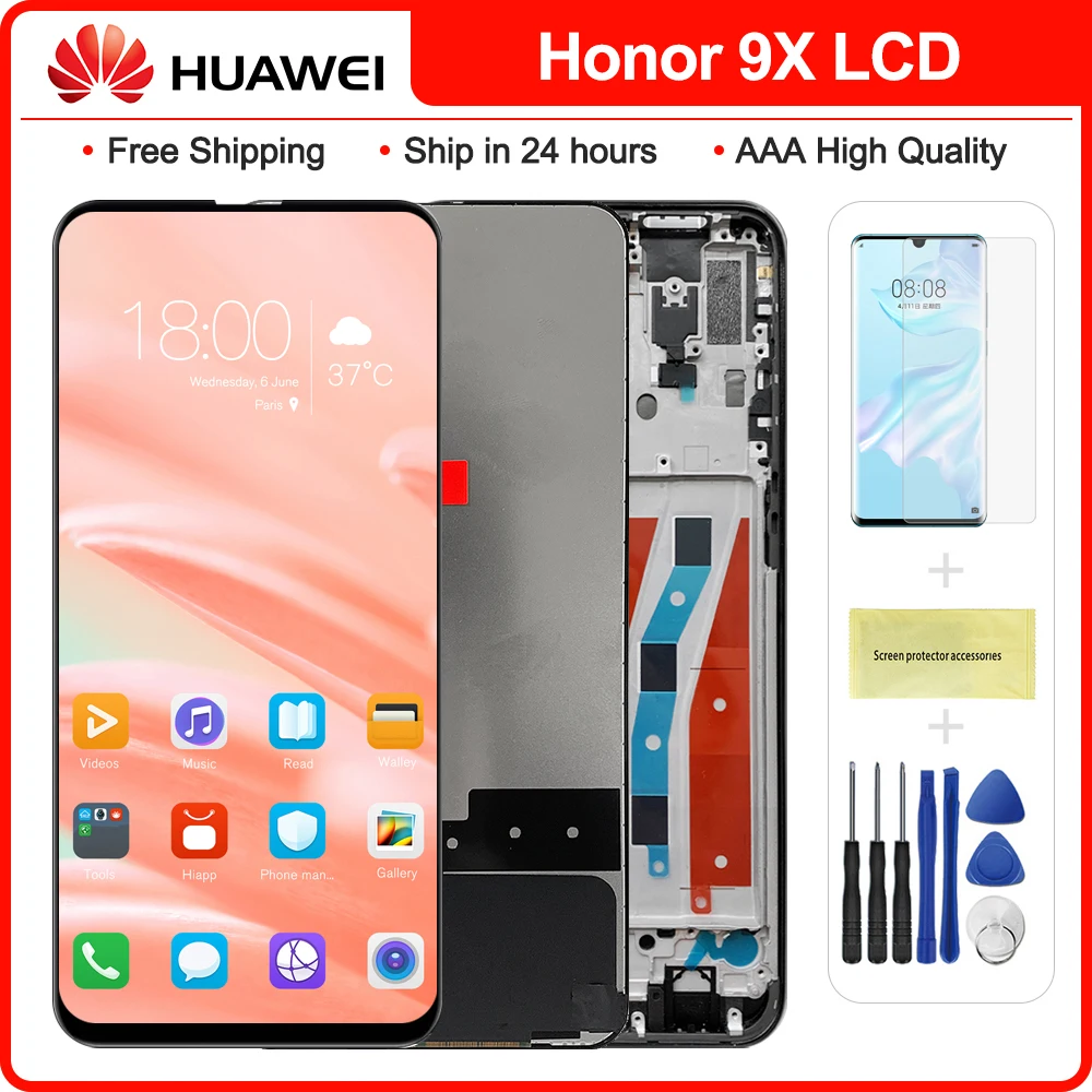 ЖК-дисплей с дигитайзером сенсорного экрана в сборе и рамкой для Huawei Honor 9X 100% тест