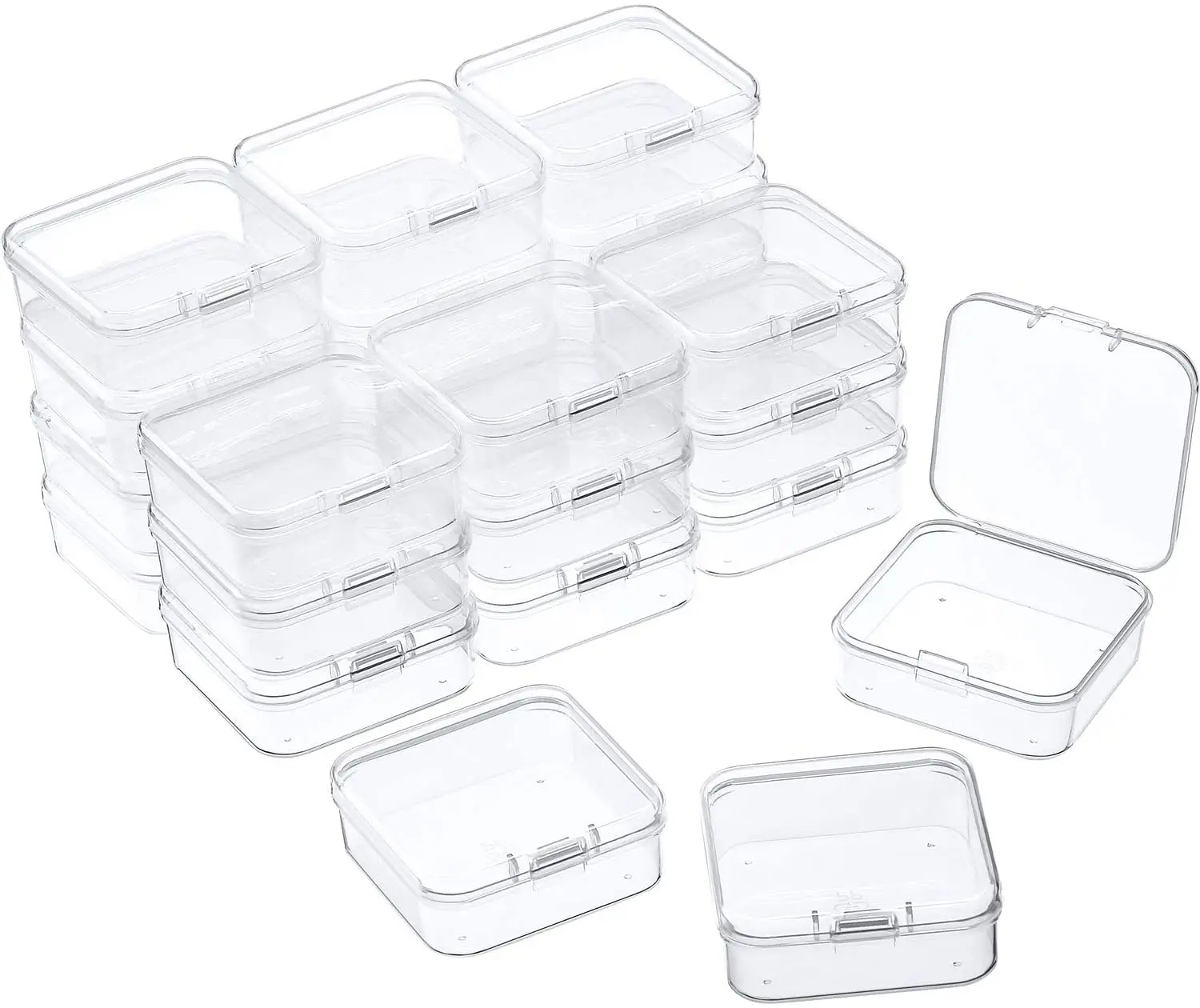 Small Clear Square Plastic Jewelry Storage Boxes Beads Crafts Case Containers 5X 