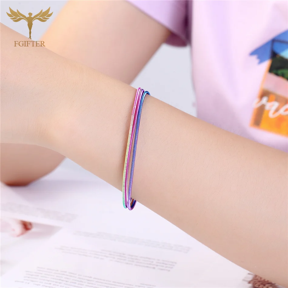 Charm Bracelet 3 pcs Spring Wire Bracelets Set For Women Teen 1.7mm Stretchable Steel Wrist Bangle Cute Toy 11 Colors Choose