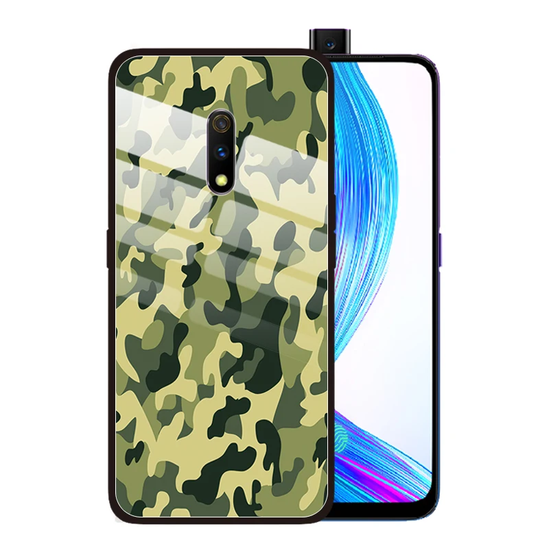 Camouflage Leopard Printed Tempered Glass Case Cover for OPPO Realme Q 5 Pro XT X2 X Lite 3 F11 F7 F5 F9 Find Coque Funda | Мобильные