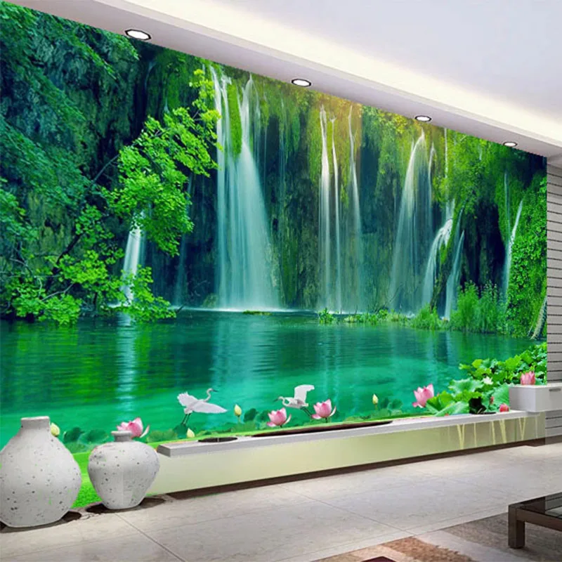 Personalizado 3d Modern Cachoeira Papel de Parede Cenário da Natureza Foto Murais de Parede Sala tv Sofá Estudo Parede de Fundo