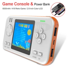 Портативный внешний аккумулятор 8000 мАч, емкость аккумулятора, внешний аккумулятор с 2,8 дюймовым ЖК-дисплеем, игровой плеер, встроенный в 416 игр, видео игровая консоль