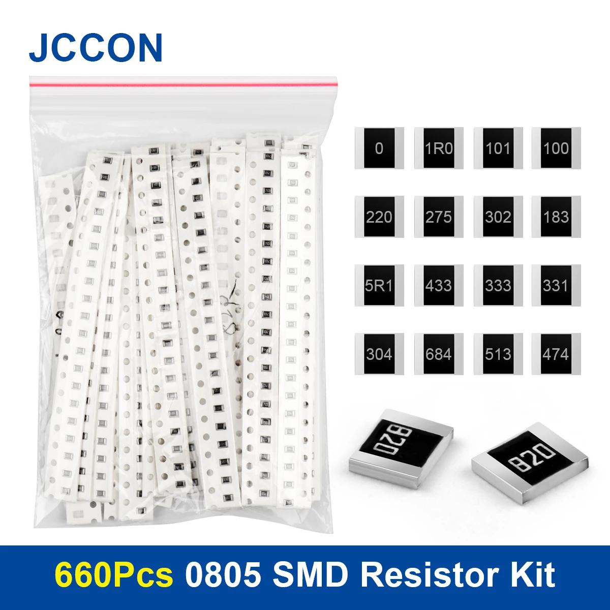 660Pcs 0805 SMD Resistor Assorted Kit 1ohm-1M ohm 33Values x 20Pcs=660Pcs Sample Kit 1% Chip Fixed Resistor DIY 33values 20pcs 660pcs 0603 resistor kit assorted 1r to 1m ohm 1% smd sample kit diy 3 3r 5 1r 10r 47r 10k 0603 smd resistor kit