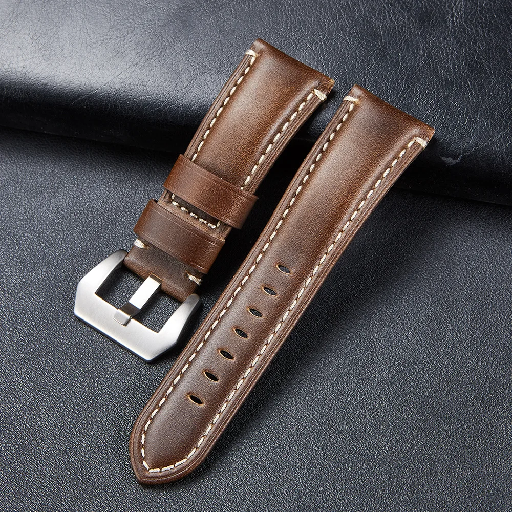 Onthelevel 2022 Retro Cow Leather 24mm 26mm Watch Strap 20mm 22mm Crackle Textured Watchband Replacement Bracelet For Panerai #C