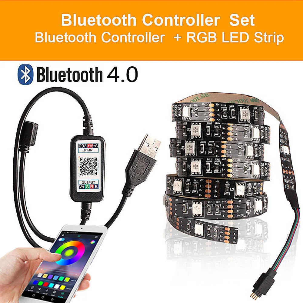 RGB 5050 USB Светодиодная лента 5 в гибкий светодиодный светильник USB Tira светодиодный неоновый RGB лента 17 клавиш пульт дистанционного управления ТВ фоновый светильник ing 1 м 3 м