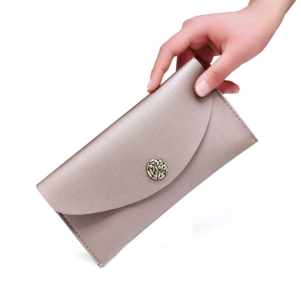High Capacity Leather Men Wallet Women Long Purse Male Slim Female Credit Card Holder Thin Mobile Phone Bag Clutch Ladies 816