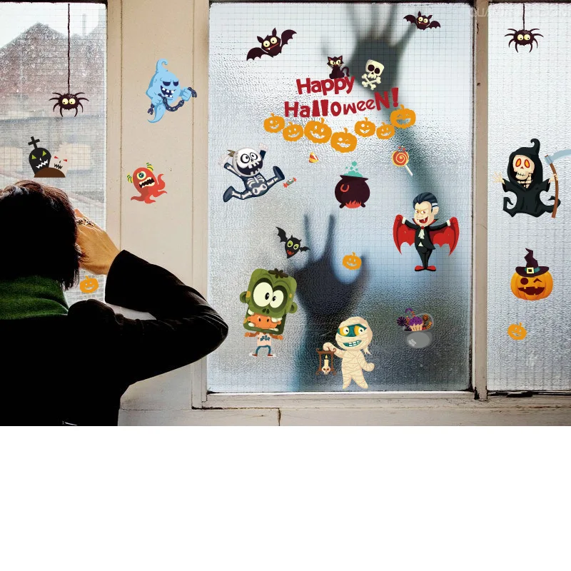Foreign Trade Creative Removable Stickers Halloween Wall Stickers Living Room Showcase Wall Decorative Stickers SK9096