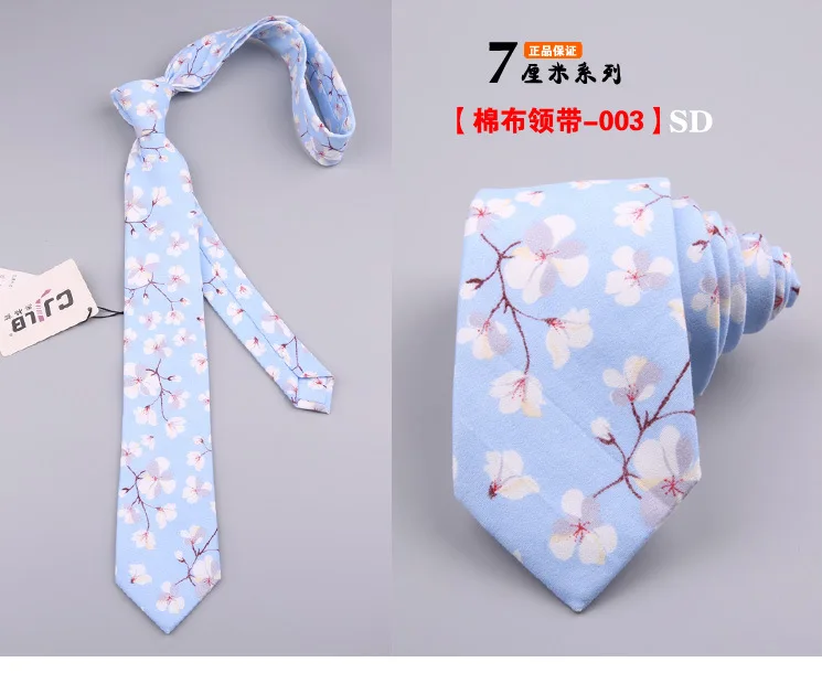 3 New Mens Ties Neck Cotton Floral Tie For Men Women Skinny Neck Tie For Wedding Casual Neckties Classic Suits Slim Neck Ties 7cm - Цвет: 3
