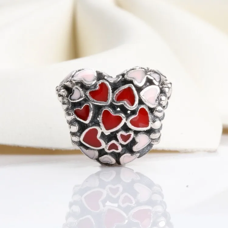 

Original 925 Sterling Silver Bead New Valentine's Day Enamel Love Beads Fit Pandora Women Bracelet & Necklace Diy Jewelry