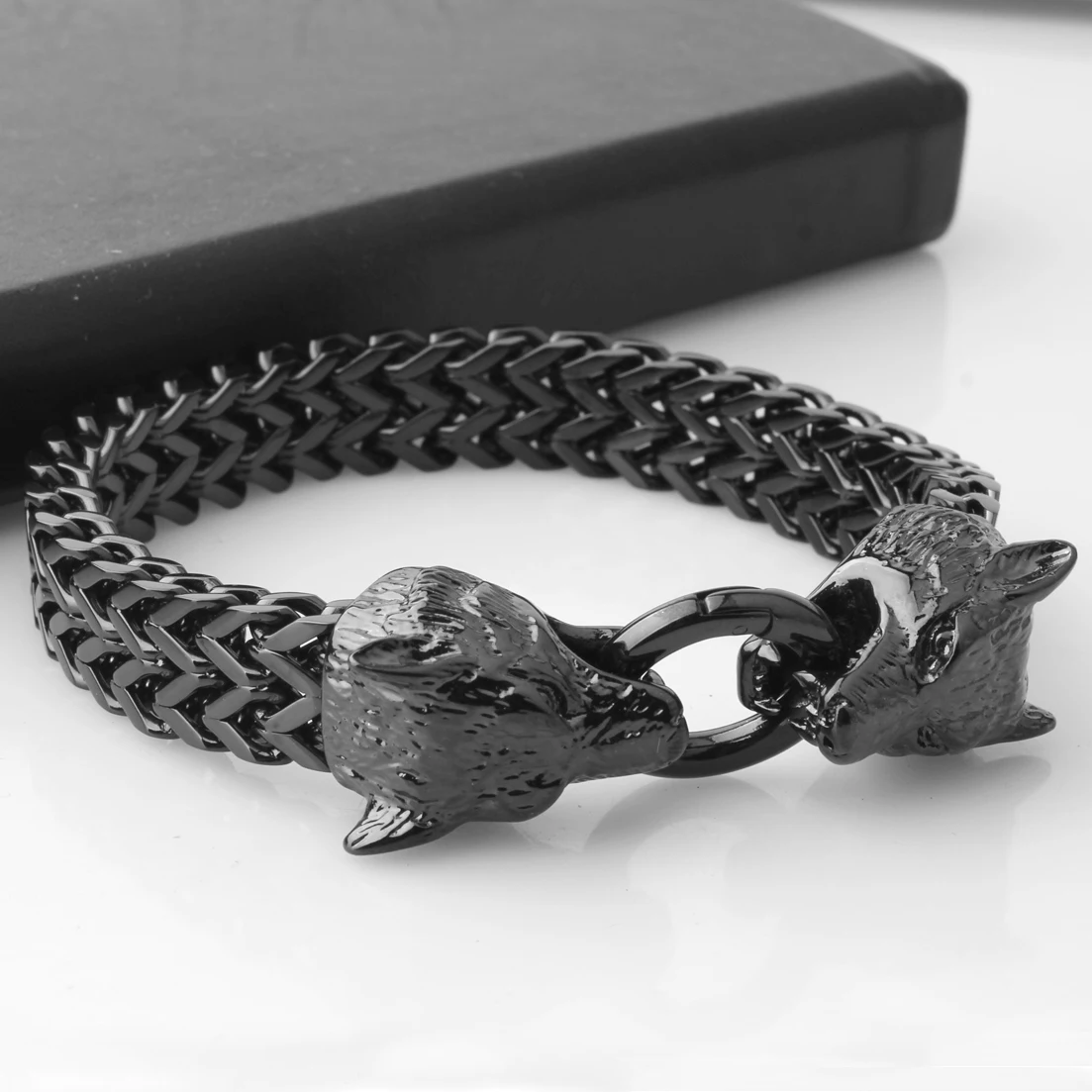 Новое поступление 12 мм* 22 см модные мужской браслет-амулет Нержавеющая сталь браслет в стиле "панк" классический, в ретро стиле браслет волк ювелирные изделия