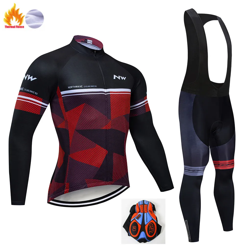 Winter Cycling Suit Northwave зимний термо флисовый комплект одежда для велоспорта NW Мужской трикотажный Костюм спортивный для езды на велосипеде MTB Одежда комбинезон теплые комплекты - Цвет: Winter Cycling Suit