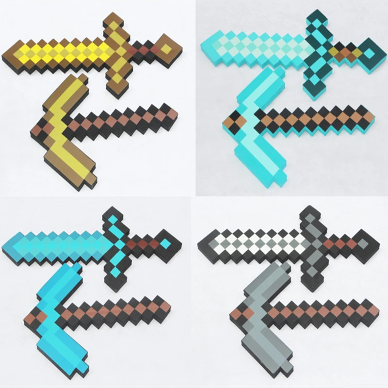 Espada y Pickaxe de gran tamaño para niños, juguete de espuma EVA, 61cm, Diamante Azul, regalo
