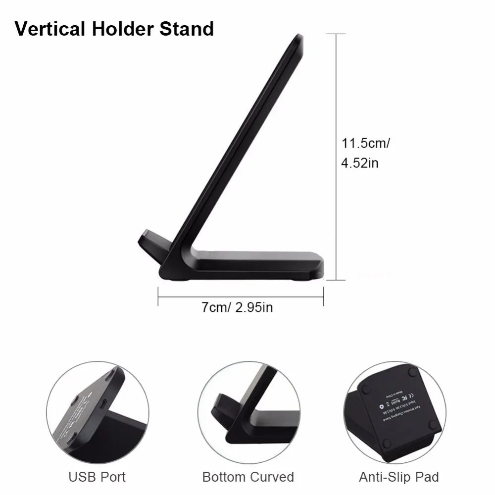  Qi Wireless Charger(Type-C) for Xiaomi Redmi 8/Mi Mix Alpha Fast Charging Dock Stand Desk Wireless 