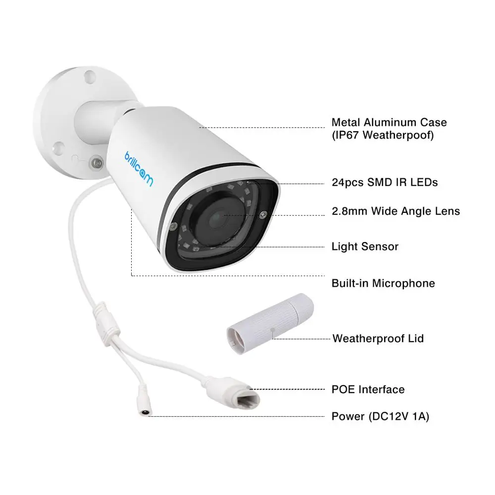 Инфракрасная цилиндрическая IP камера с объективом 2 8 мм PoE IP67 4 МП|Камеры