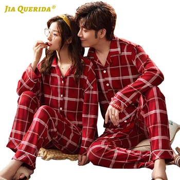 

Turn Down Collar Homesuit Homeclothes Sleepwear Fashion Style Casual Style Pajamas Set Pj Set Spring Autumn Plaid Printing