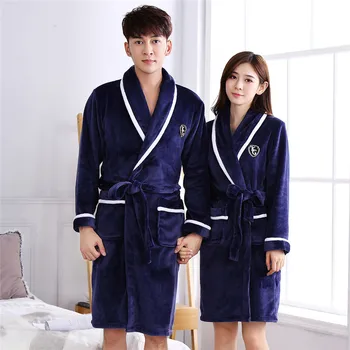 

FLANNEL Lovers Winter ROBE Thicken Casual Kimono Bathrobe Sexy Couple Coral Fleece Home Dressing Gown Lounge Bathrobe Sleepwear