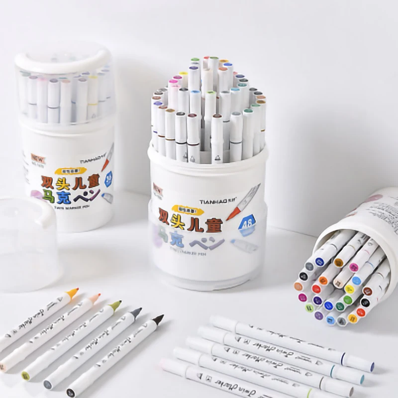 Фломастеры для рисования 24 36 48-цвет вращающийся бочонок интересные двухглавые детские цветные маркеры ручка подходит для студентов