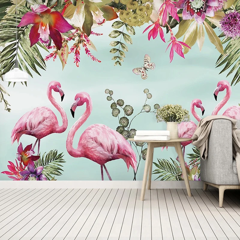 

Custom Mural Wallpaper Modern 3D Tropical Plant Flower Bird Fresco Living Room Bedroom Home Decor Papel De Parede Wallpapers 3 D