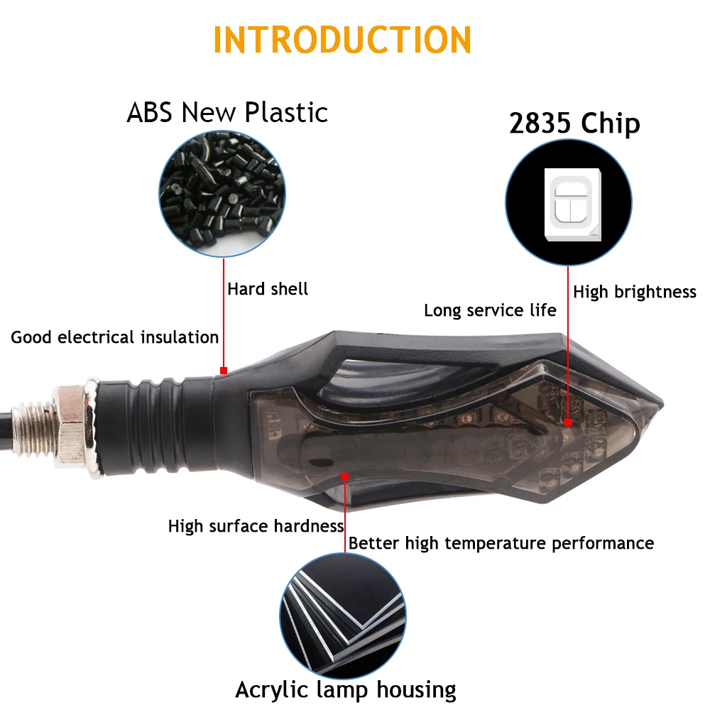 4 шт. DC12V 3528 12SMD ABS пластик мотоцикл E-bike янтарный+ янтарный стример светодиодный сигнальная Поворотная лампа свет водонепроницаемый ATV фонари скутера