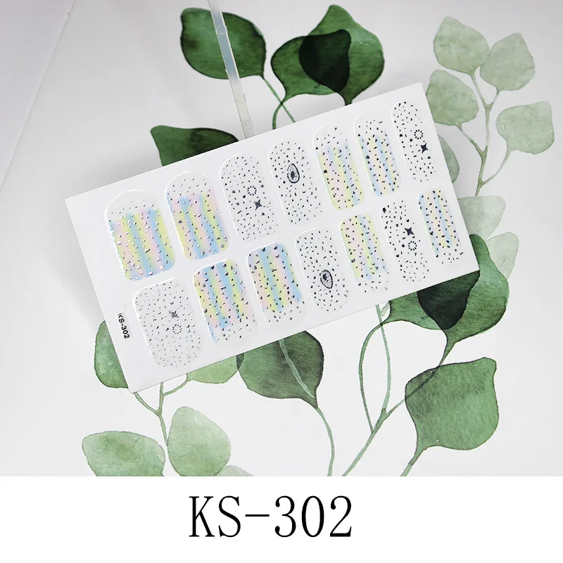 KS302 Новинка, наклейки KS297, дизайн в виде сердца, полоски, самоклеющиеся обертывания, полностью водонепроницаемые, сделай сам, наклейки, маникюр, дизайн ногтей, орнамент, слайдер, инструменты - Цвет: KS302