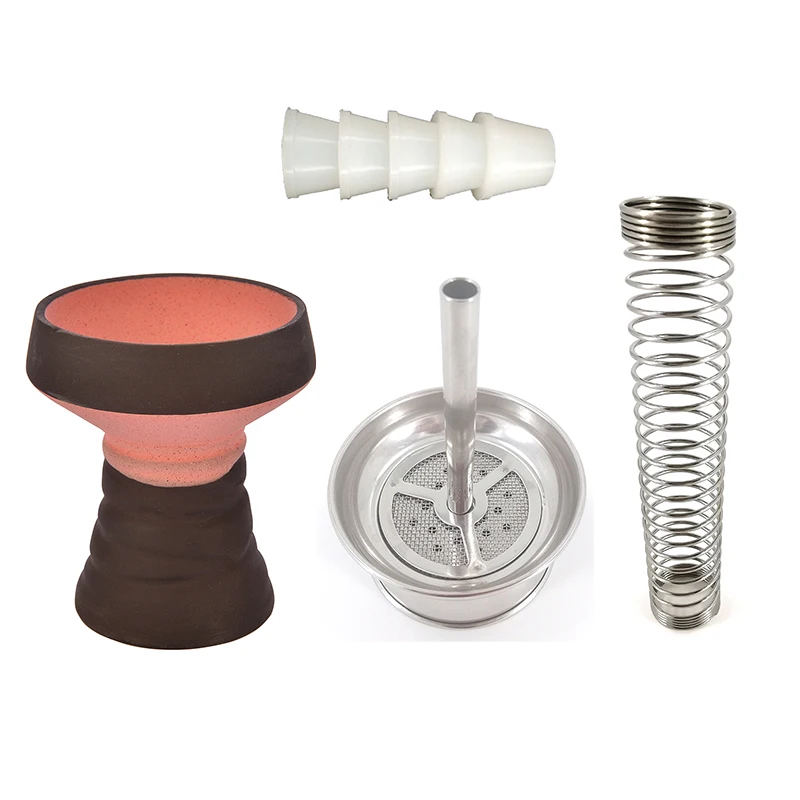 

Universal Water Pipe Hookah Silicone Tube Nargile Hose Spring For Shisha Narguile Charcoal Shelf Natural Clay Hookah Bowl