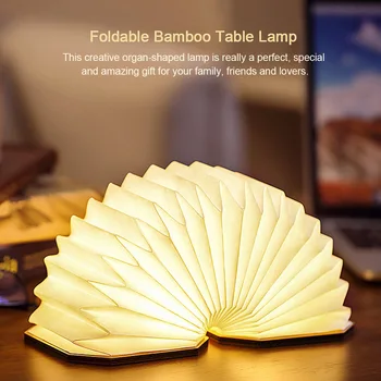 

LED Night Light USB Rechargeable Desk Lamp Foldable Bamboo Table Lamp Novelty Hanging Lantern Light Organ Light Study Lighting