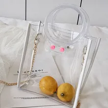 Женская прозрачная сумка для супермаркета, карамельный цвет, милая водонепроницаемая сумка-тоут, Большая вместительная сумка-мессенджер, сумка с ручкой