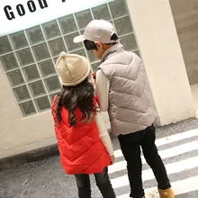 Простой модный жилет без рукавов со стоячим воротником для мужчин и женщин; детские зимние модели; хлопковое пальто; детское Стеганое пальто