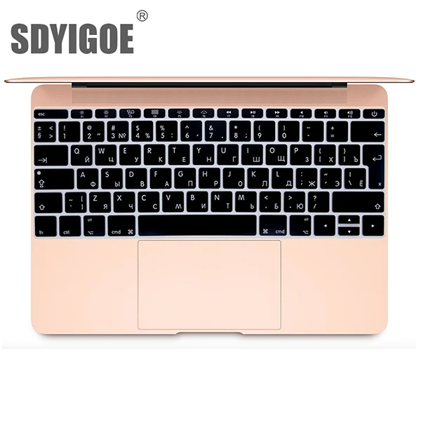 Русская крышка клавиатуры Мягкий силикон для Macbook 1" A1534 A1931 retina для Pro 13" не с сенсорной панелью A1708 A1988 ЕС введите ключ - Цвет: Черный