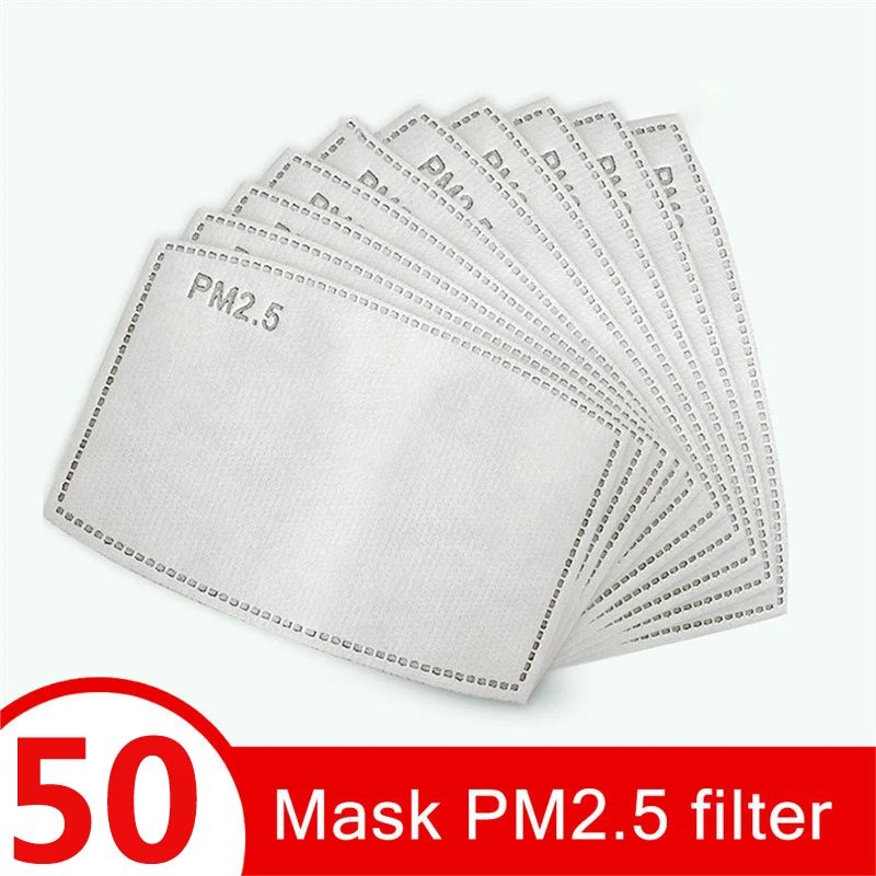 

50pcs/Lot PM2.5 Filter Paper Anti Haze For Children Anti Dust Mouth Mask Filter Paper 5 Layers Replaceable Filter-slice Filter