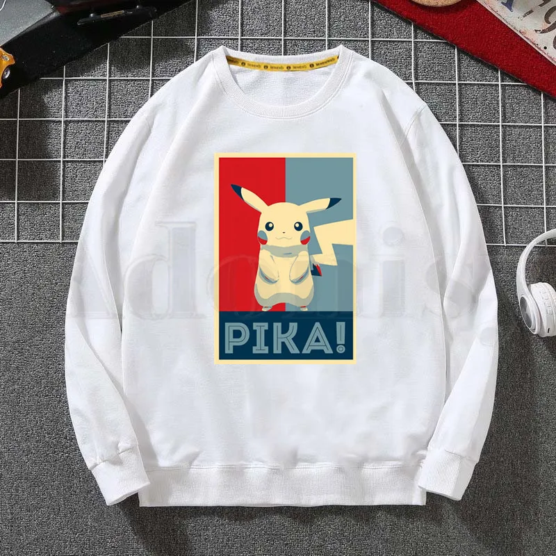 

Pokemon Go Cartoon Japanese Anime Pikachu Hoodies Sweatshirt Print Trend Mens Clothes Hip-Hop Male Crewneck Hoodies Men