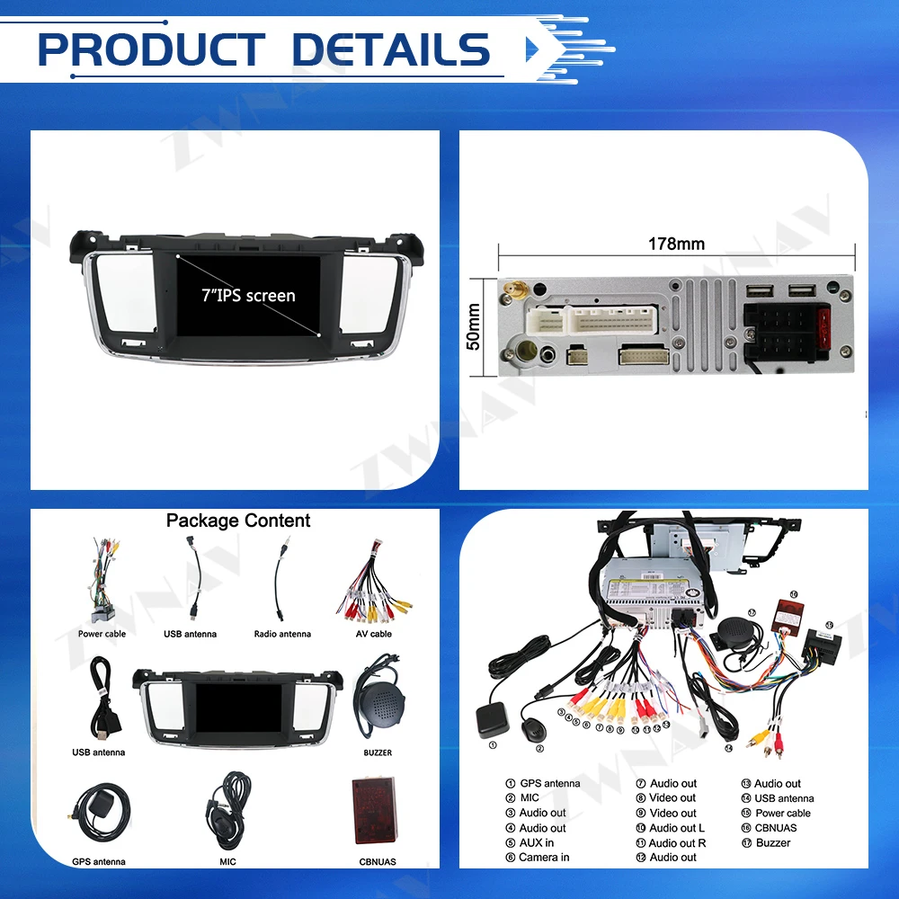 Carplay Android 10 Screen For Peugeot 508 2011 2012 2013 2014 2015 2016 2017 2018 GPS Audio Radio Stereo Multimedia Player Unit