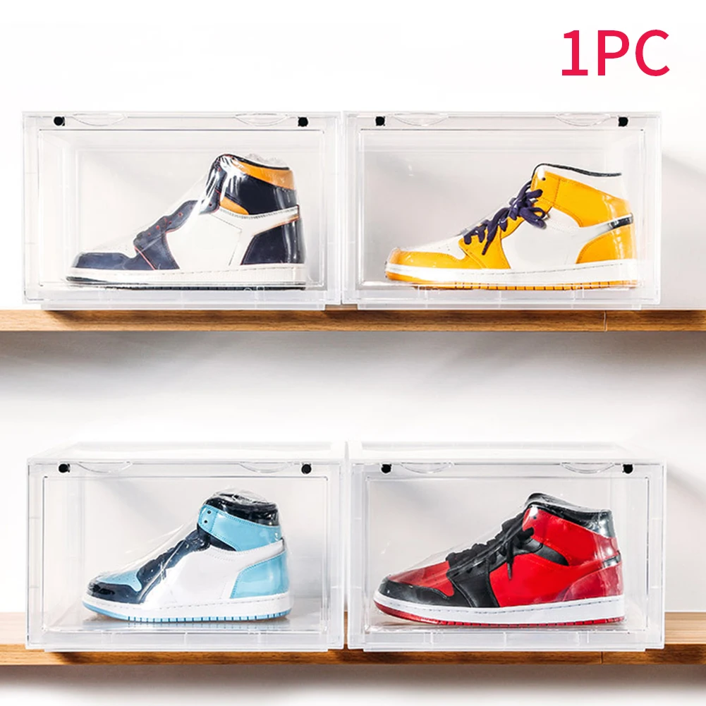 Six Pieces Containers Shoe Box Organizer Detachable Transparent Drawer Type Thicken Household Office Stackable Solid Foldable - Цвет: White