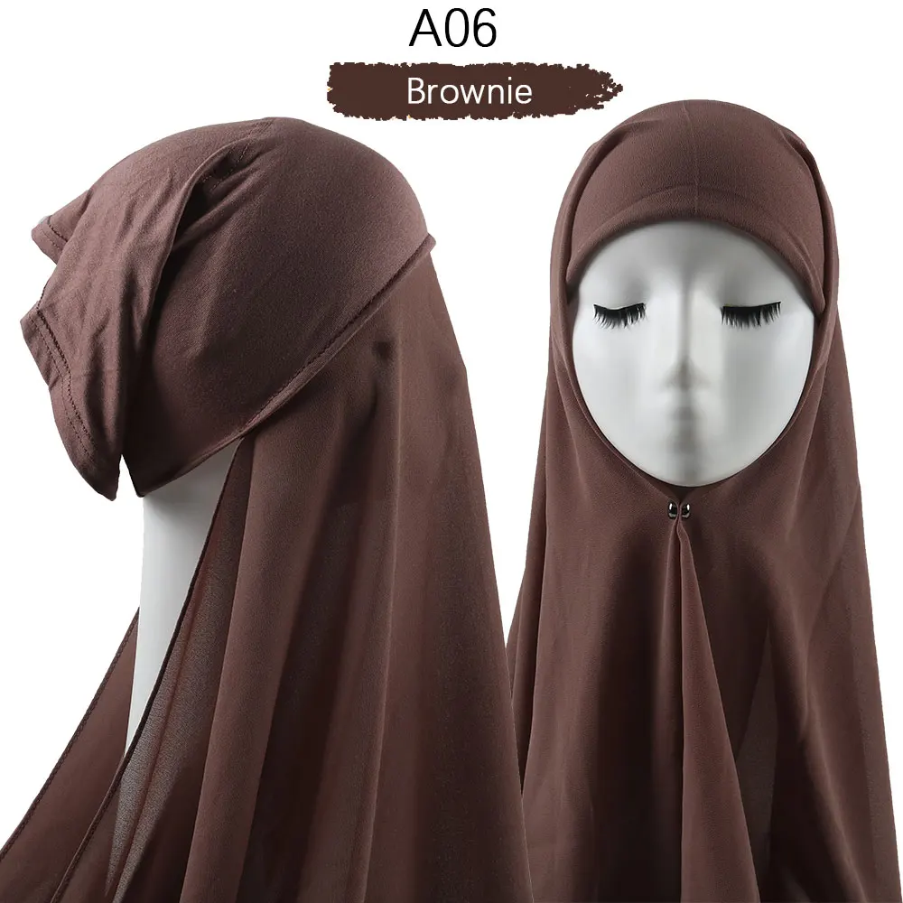 Women Muslim Instant Chiffon Hijab With Cap Underscarf Bonnet HIjabs  Scarf Islam Headscarf Headwrap Turbante