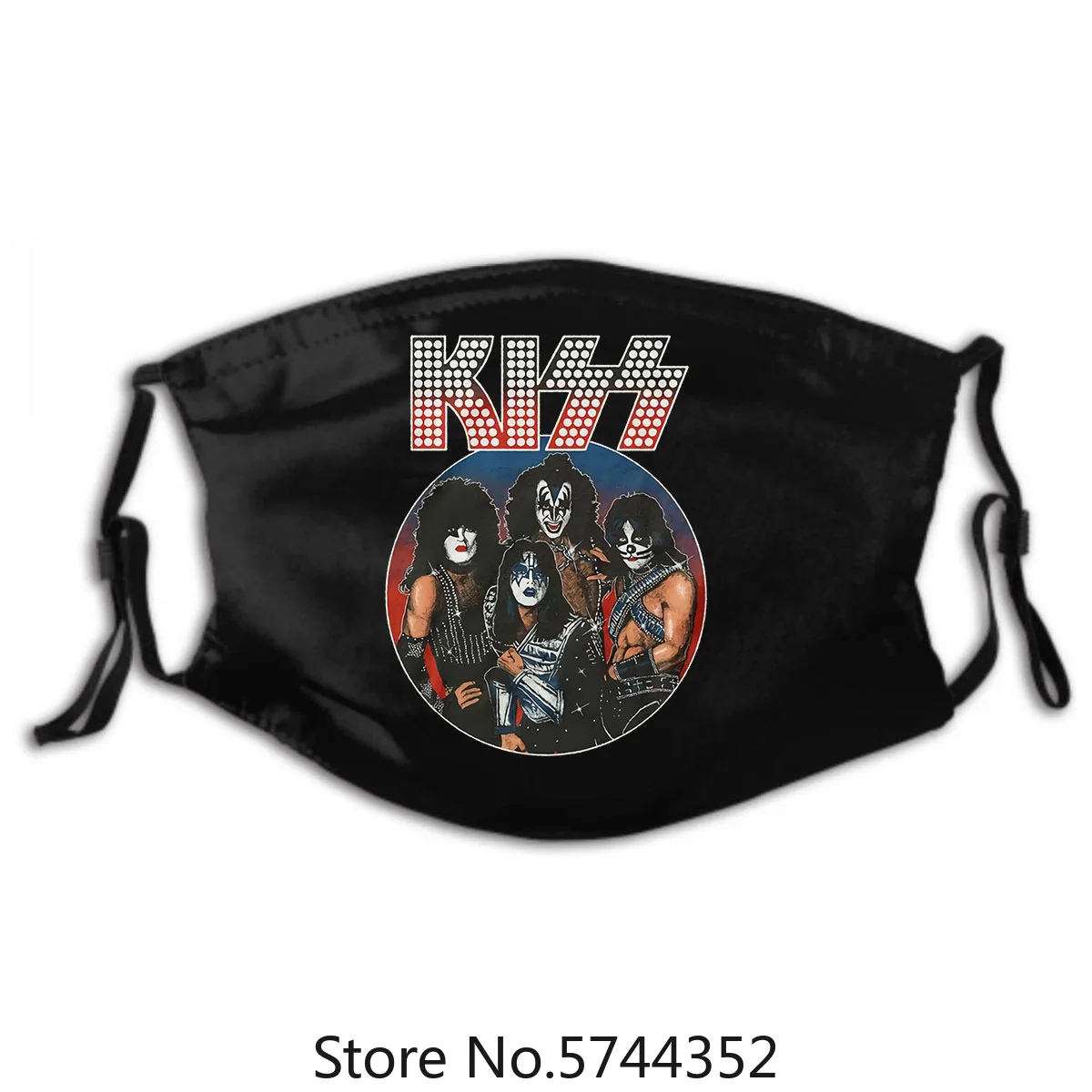 

Music Band Tee New Black Washable Reusable Mask with PM2.5 Filters 5 Layers Mens Licensed Rock N Roll Kiss Vintage Kiss Mask