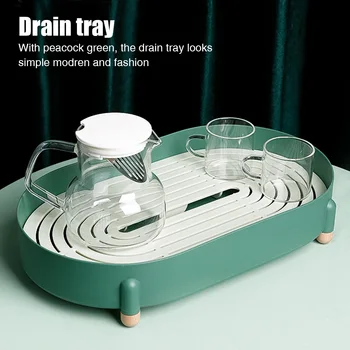 

Drain Tray Tea Cup Tableware Large Capacity Serving Home Nordic Kitchen Tools Vegetable Fruit Plate Detachable Water Drying