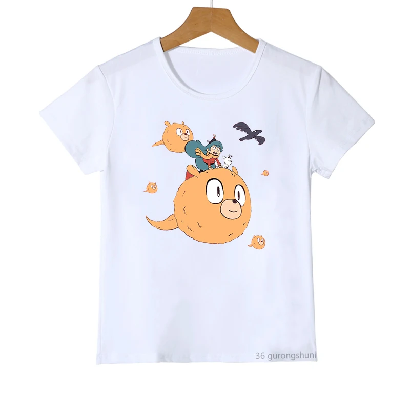 T-Shirt For Girls Cute Hilda And Twig Cartoon Print Tshirts Fashion Girls Clothes Trend Kids Clothes Short-Sleeved T Shirts Tops christian t shirts